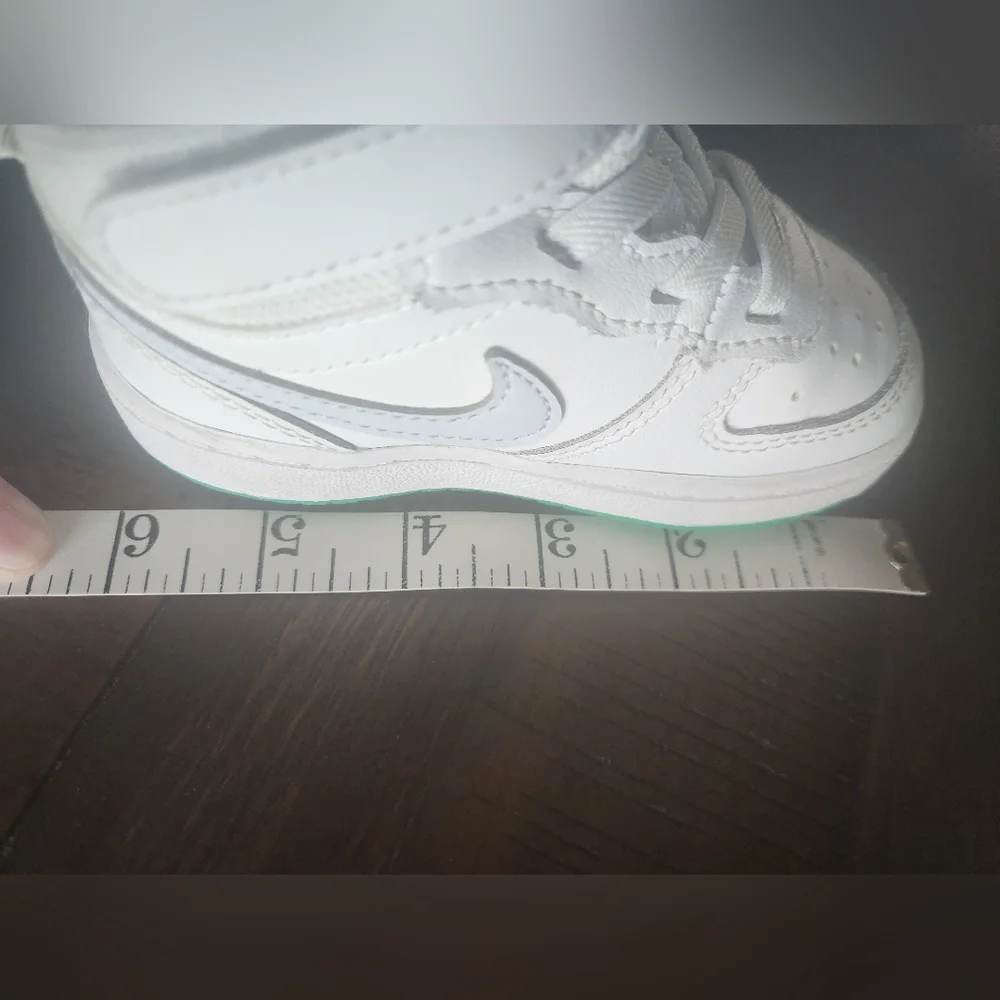 Nike Kids White High-Top Sneakers with Green Sole 5.5